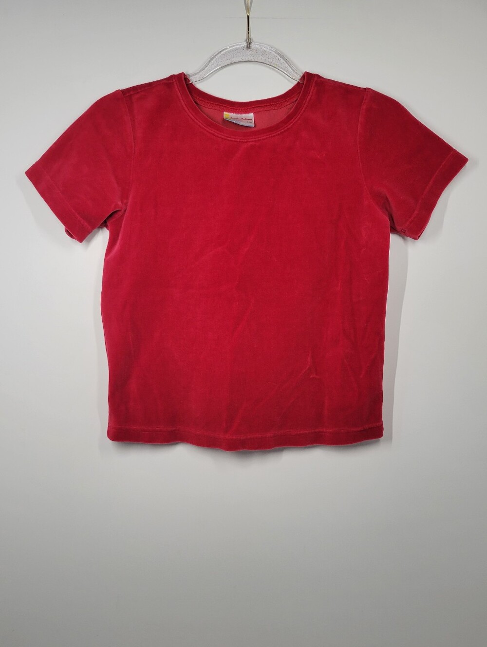 Hanna Andersson Red Velour Short Sleeve Shirt Holiday Top Girls Size 150 US 12